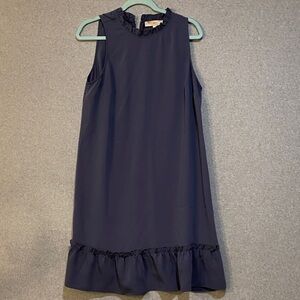 Navy Spring Ruffle Hem Dress